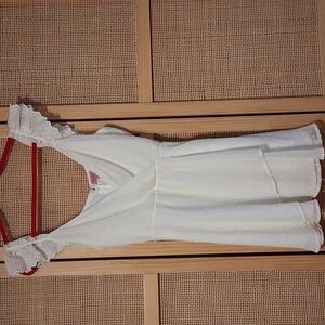 FRANCESCAS MIAMI White Eyelet  Ruffled Wrap Front Dress Size L